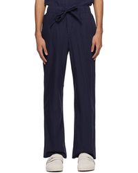 Tekla - Pantalon de pyjama bleu marine à cordon coulissant - Lyst