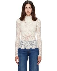 Rabanne - Off- Long Sleeved Lace Cut-Out Blouse - Lyst