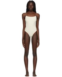 Totême - Toteme Off-white Smocked One-piece Swimsuit - Lyst
