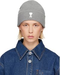 Ami Paris - Alpaca Striped Ami De Coeur Beanie - Lyst