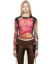 Marine Serre - T-Shirt Brun En Jersey Recyclé À Effet Seconde Peau Et À Image De Statue - Lyst