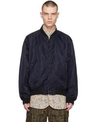 Engineered Garments - Navy Rib Trim Bomber Jacket - Lyst