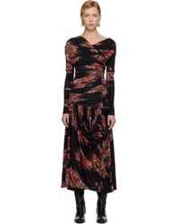Ganni - Floral Ruched Maxi Dress - Lyst