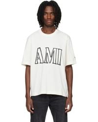 Ami Paris - Off- Cotton Print T-Shirt - Lyst