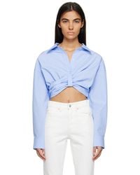 T By Alexander Wang - Blue Cropped Shirt - Lyst