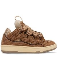Lanvin - Faux-Raffia Curb Sneakers - Lyst