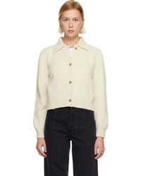 A.P.C. - Cardigan De Style Polo Blanc À Col Classique - Lyst