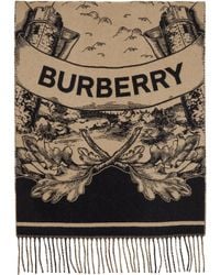 Burberry - Wide Reversible Ekd Cashmere Scarf - Lyst