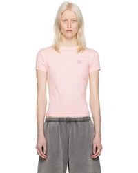 Acne Studios - T-shirt rose à col ras du cou - Lyst