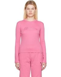 Blumarine Crystal-cut Long Sleeve T-shirt - Pink