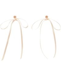 Simone Rocha - Beige & Pink Bow Ribbon Stud Earrings - Lyst
