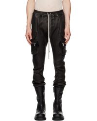 Rick Owens - Pantalon Cargo Mastodon Noir En Cuir - Lyst