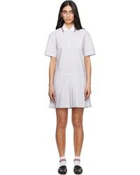 Thom Browne - Pleated Polo 4 Bar Stripe Poplin Minidress - Lyst