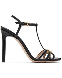 Tom Ford - Black Stamped Lizard Whitney Heeled Sandals - Lyst