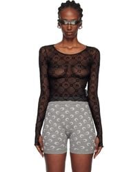Marine Serre - Moonogram Mesh Flock Ls Cropped Top - Lyst