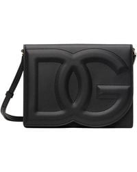 Dolce & Gabbana - Sac à bandoulière noir en cuir de veau à logo dg - Lyst