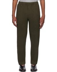 Homme Plissé Issey Miyake - Khaki Wool Like Light Trousers - Lyst