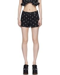 Anna Sui - Embroidered Roses Denim Shorts - Lyst
