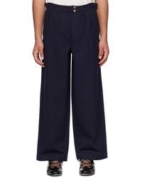 Bode - Navy Wide-leg Snap Trousers - Lyst