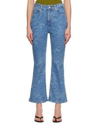 Ganni - Straight 3D Laser Betzy Cropped Jeans - Lyst