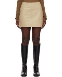 REMAIN Birger Christensen - Beige Zip Leather Miniskirt - Lyst