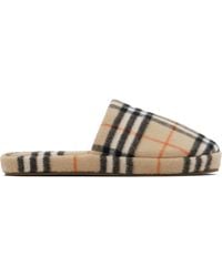 Burberry - Tan Check Wool Blend Slippers - Lyst