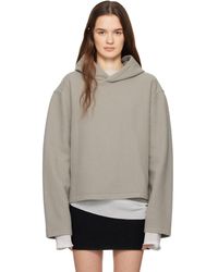 Rier - Pull À Capuche Écourté Gris En Molleton - Lyst