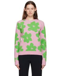 Jil Sander - Pink & Green Jacquard Sweater - Lyst