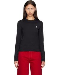 Ami Paris - Cotton Longsleeves Ami De Coeur T-Shirt - Lyst