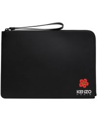 KENZO - Grande pochette noire - paris boke flower - Lyst