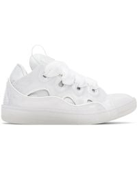 Lanvin - Leather Curb Glitter Effect Sneakers - Lyst