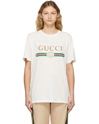 Gucci - ロゴ オーバーサイズ コットン Tシャツ, ホワイト, ウェア - Lyst