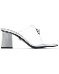 Versace - Transparent Medusa Buckle Heeled Sandals - Lyst