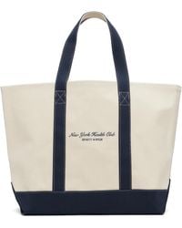 Sporty & Rich - Cabas Blanc Cassé À Logo Ny Health Club - Lyst