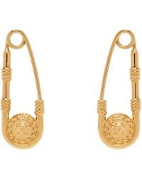 Versace - Gold Safety Pin Earrings - Lyst