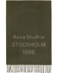 Acne Studios - Khaki Wide Logo Scarf - Lyst
