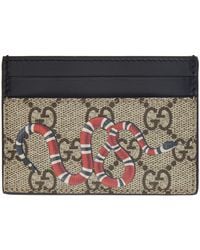 Gucci - Printed Monogrammed Coated-canvas And Leather Cardholder - Lyst