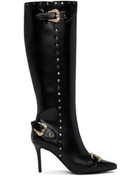 Versace - Bottes noires à ferrures exclusives à ssense - Lyst
