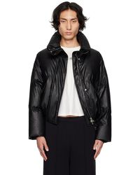MM6 by Maison Martin Margiela - Black Quilted Faux-leather Down Jacket - Lyst