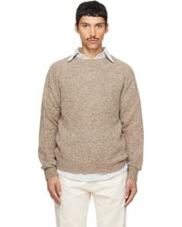 Drake's - Brushed Shetland Crew Neck Sweater - Lyst