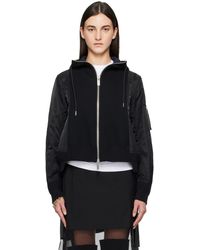 Sacai - ブラック Sponge Sweat X Nylon Twill フーディ - Lyst