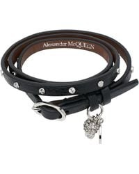 McQueen - Hammered Studs Double-Wrap Bracelet - Lyst