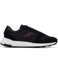 HUGO - Logo Detail Suede-Trim Sneakers - Lyst