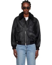 DUNST - A-2 Shearling Collared Leather Jacket - Lyst