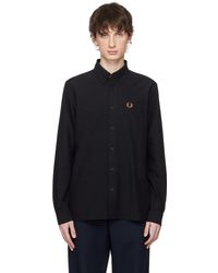 Fred Perry - Black Embroidered Shirt - Lyst