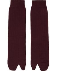 Maison Margiela - Burgundy Wool Tabi Socks - Lyst