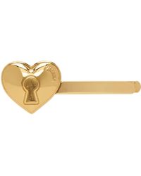 Moschino - Gold Heart Lock Hair Clip - Lyst