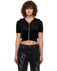T By Alexander Wang - Cropped Zip-up Hoodie - Lyst