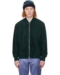 Paul Smith - Green Stand Collar Leather Jacket - Lyst