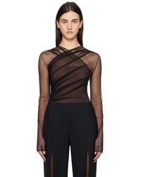 Nensi Dojaka - Semi-Sheer Gathered Long Sleeve Bodysuit - Lyst